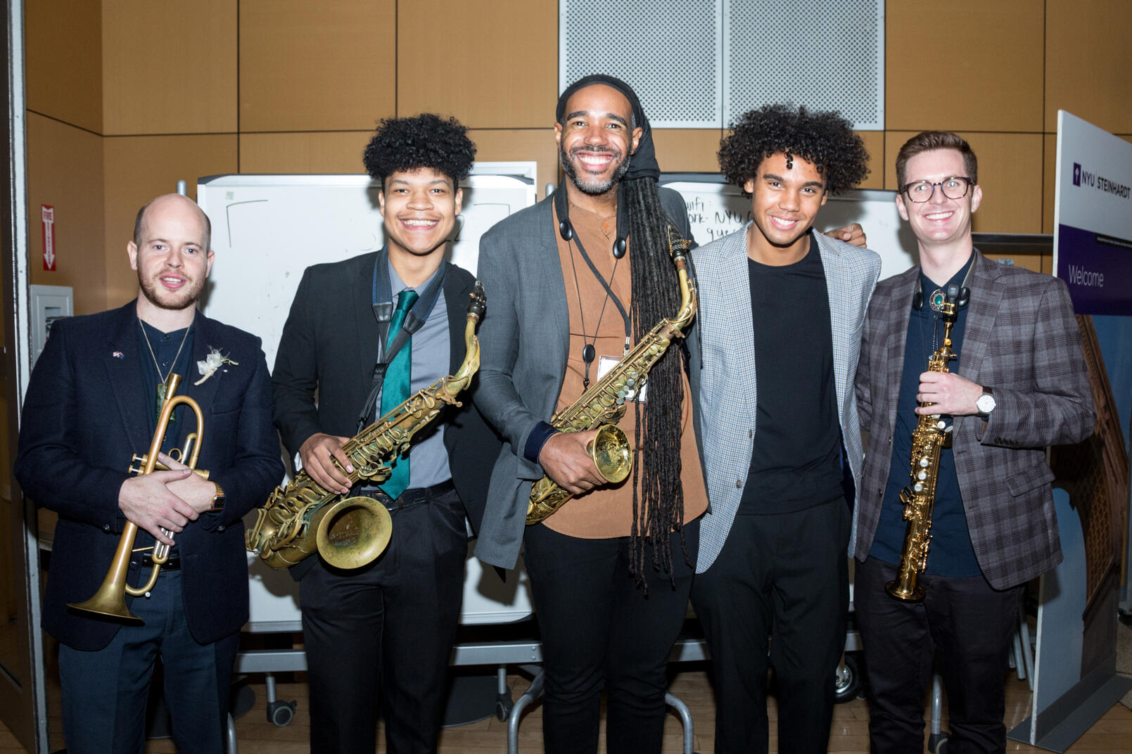 left to right - Jack Harre, Matthew Garcia, Marcus Miller, Anton Kot, Ethan Helm : NYU photo